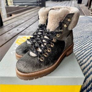 Boden Women's Cowhide leather Shearling Lined Boots NWOT